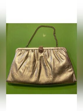 VTG,HL USA Glamorous Gold Chain Clutch Handbag